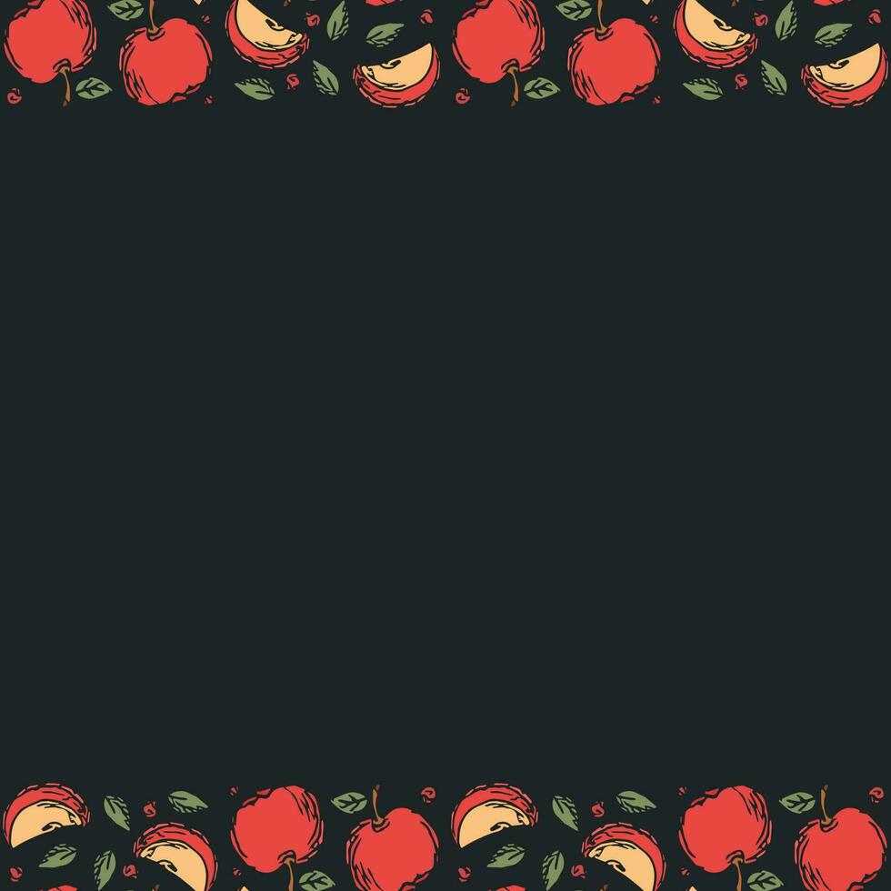 Apple background with place for text. Drawn apple illustration vector
