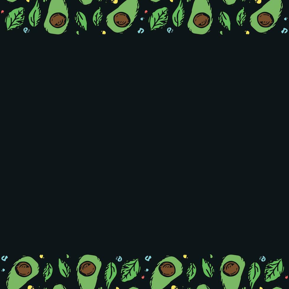 Avocado background with place for text. Drawn avocado illustration vector