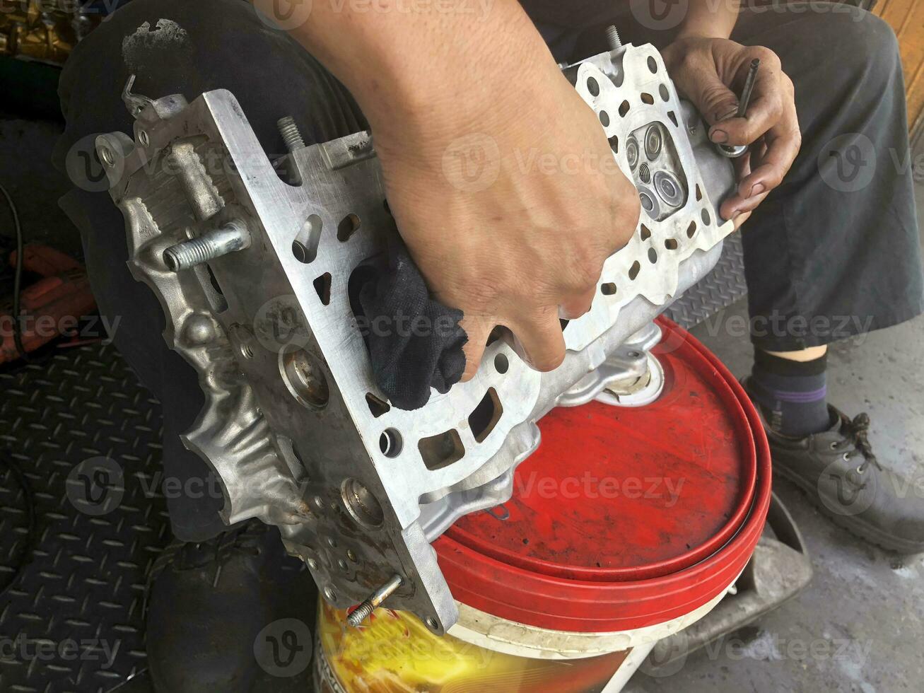 Hands on Car Engine Block Repair photo