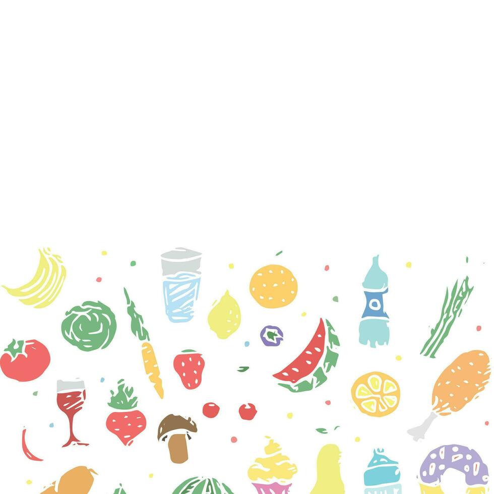 Drawn food background. Doodle food illustration with place for text vector