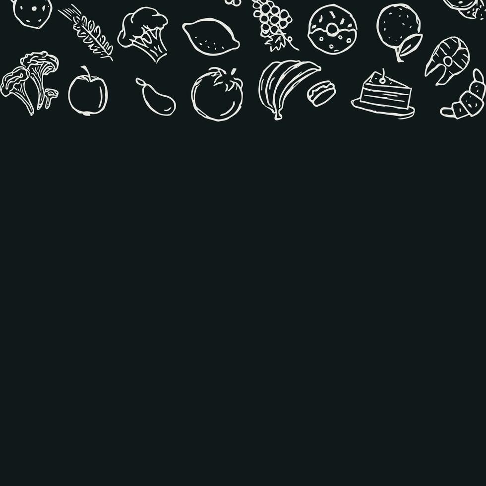 Drawn food background. Doodle food illustration with place for text vector