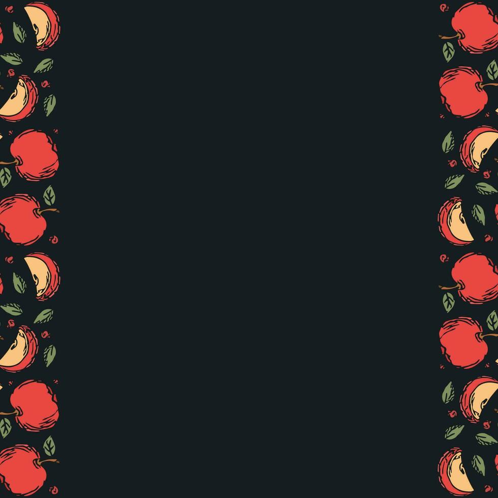 Apple background with place for text. Drawn apple illustration vector