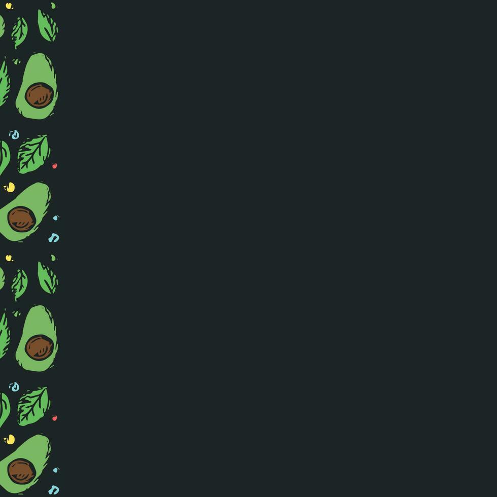 Avocado background with place for text. Drawn avocado illustration vector