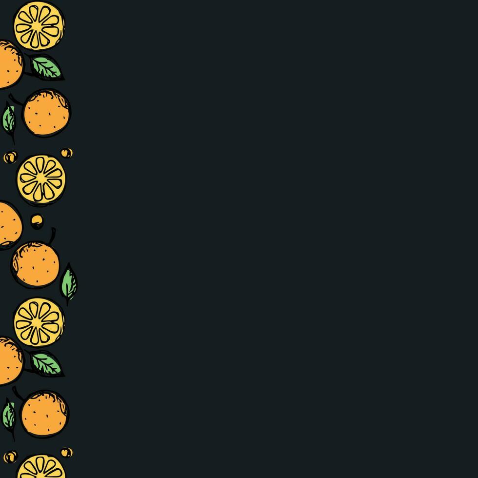 Fruit frame. Orange background vector