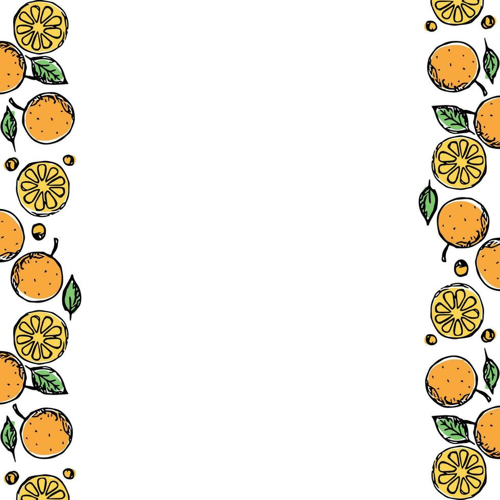 Fruit frame. Orange background vector
