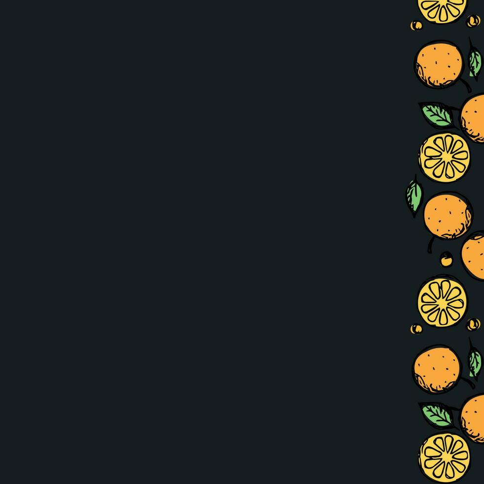 Fruit frame. Orange background vector