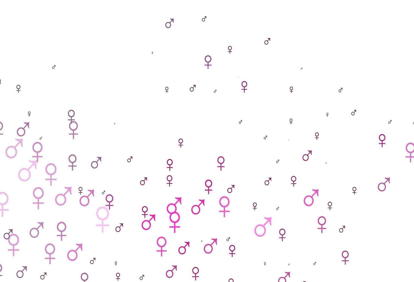 textura de vector rosa claro con iconos masculinos y femeninos.