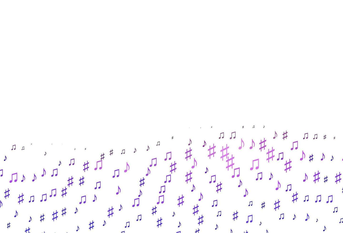 plantilla de vector de color rosa claro, azul con símbolos musicales.