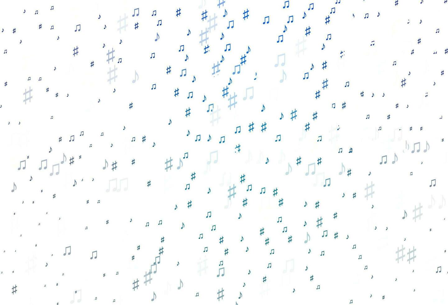 plantilla de vector azul claro con símbolos musicales.