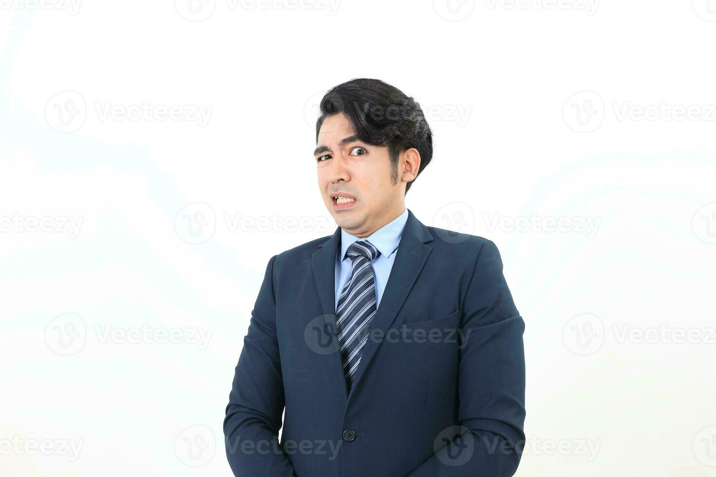 South east Asian Malay Man facial expression shocked scared afraid photo