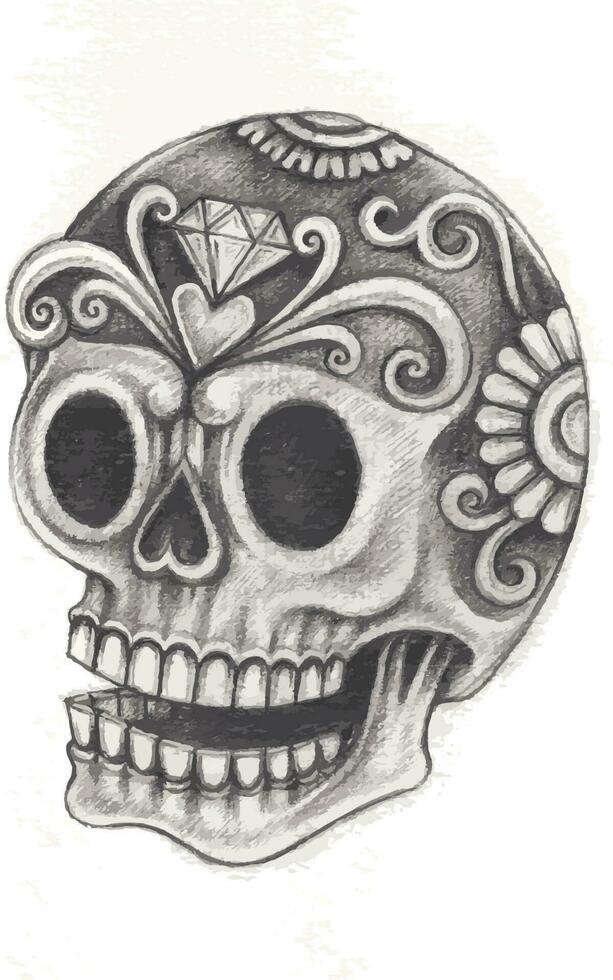 Sugar skull day of the dead. Hand drawing and make graphic vector. vector