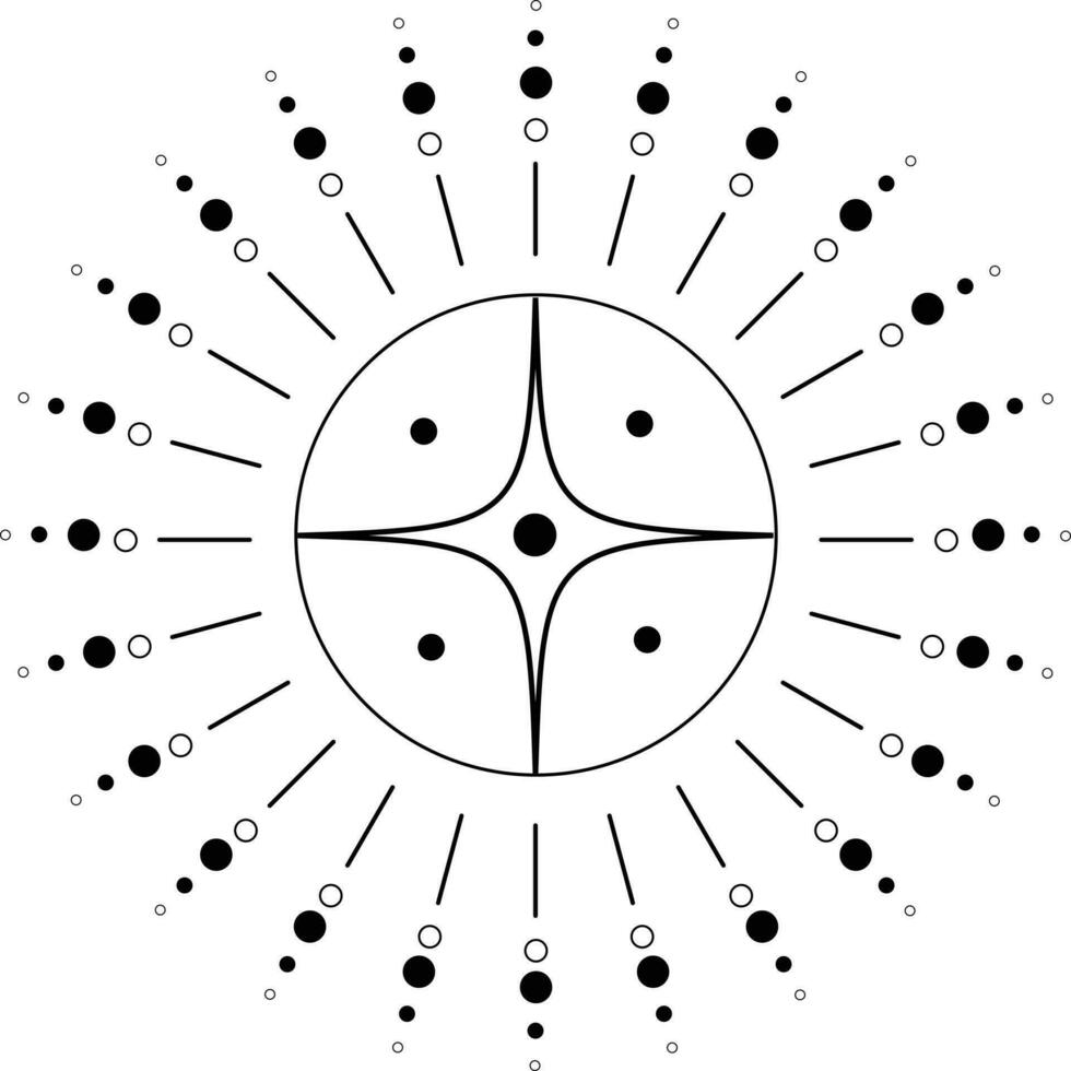Aesthetic Celestial Sun Line Art vector