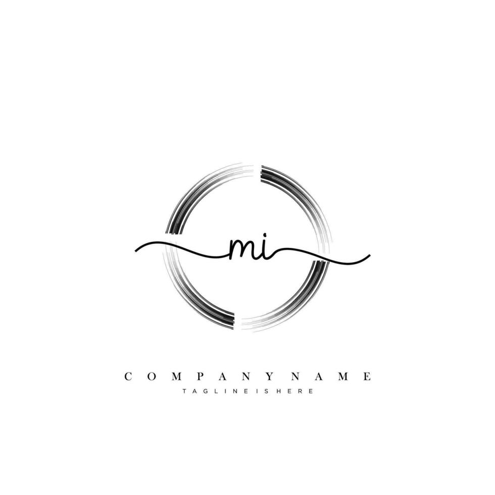 MI Initial Letter handwriting logo hand drawn template vector art, logo for beauty, cosmetics, wedding, fashion and business