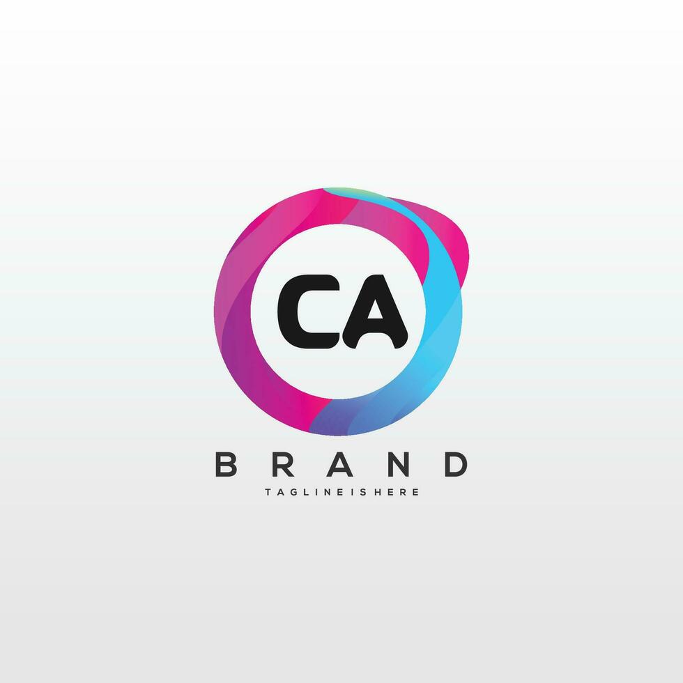 Initial letter CA logo design with colorful style art vector