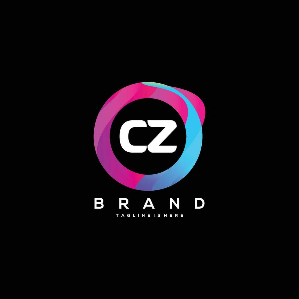 Initial letter CZ logo design with colorful style art vector