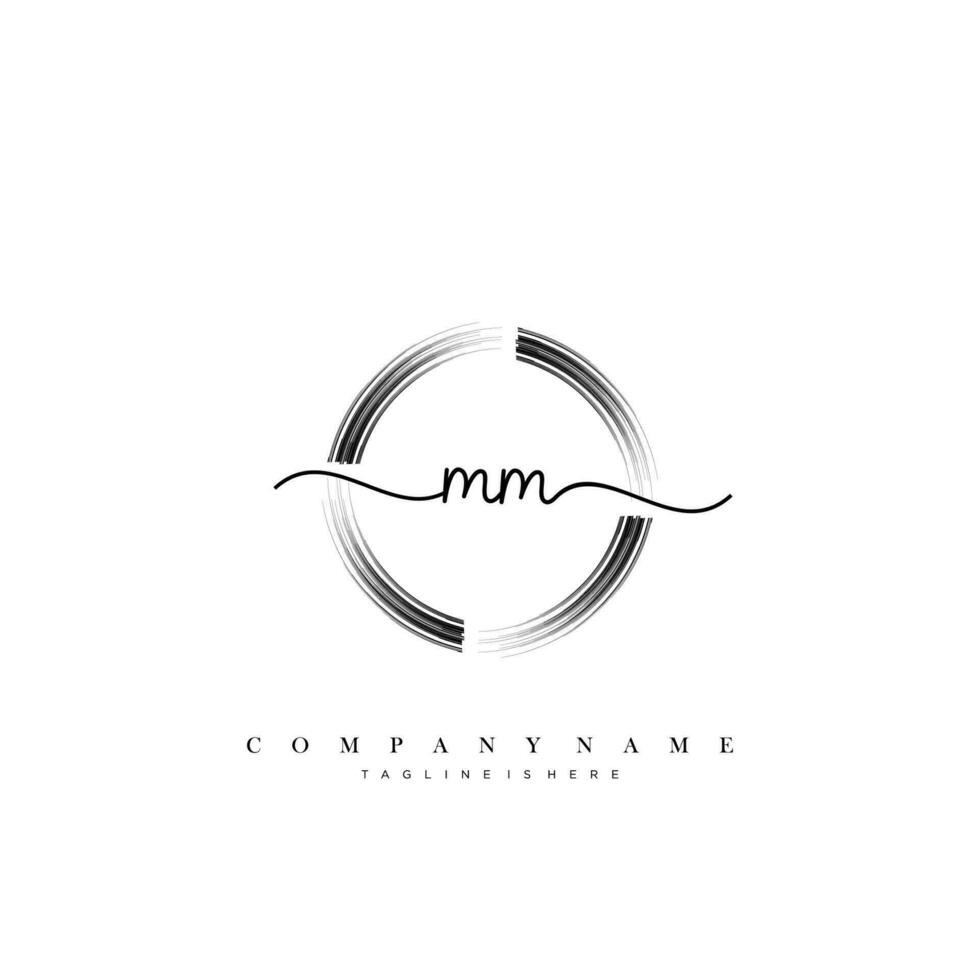 MM Initial Letter handwriting logo hand drawn template vector art, logo for beauty, cosmetics, wedding, fashion and business