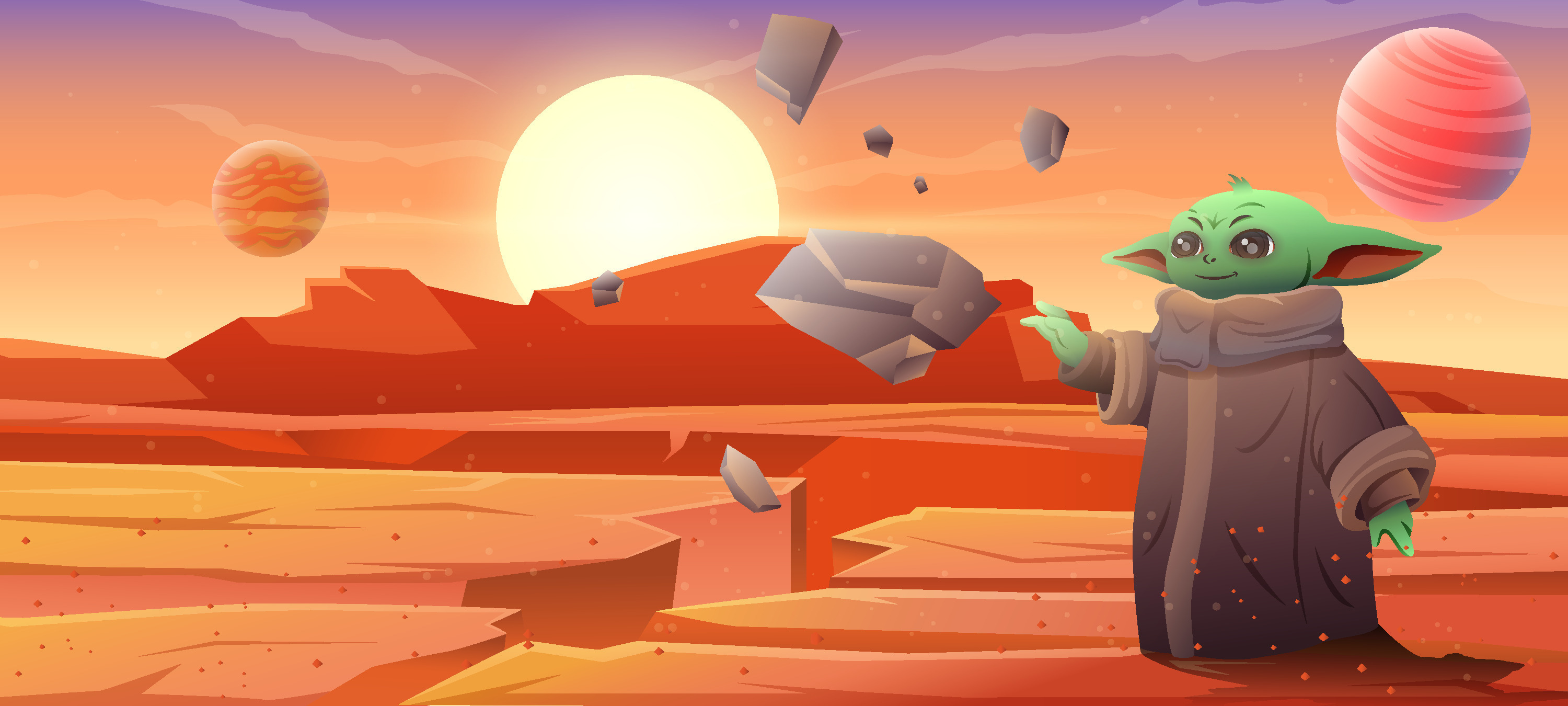 Baby Alien Levitating Rocks Background 24546746 Vector Art at Vecteezy