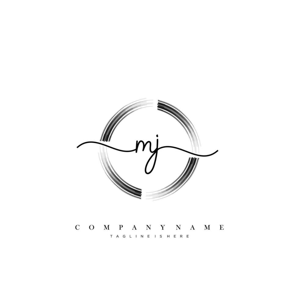 MJ Initial Letter handwriting logo hand drawn template vector art, logo for beauty, cosmetics, wedding, fashion and business