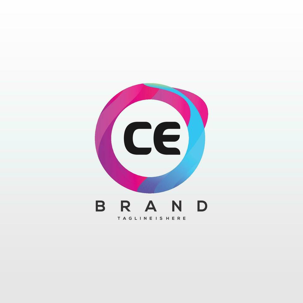 Initial letter CE logo design with colorful style art vector