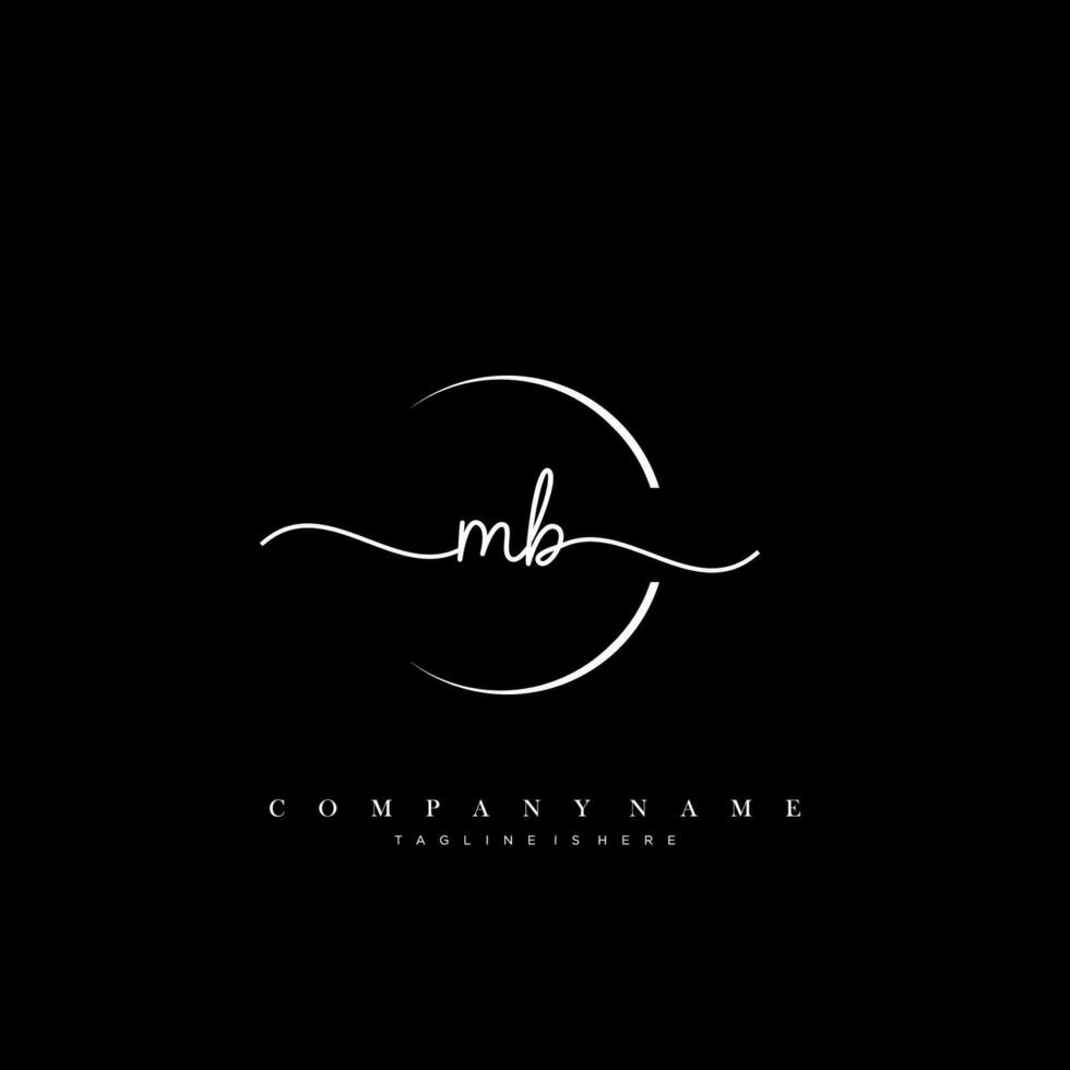 MB Initial Letter handwriting logo hand drawn template vector art, logo for beauty, cosmetics, wedding, fashion and business