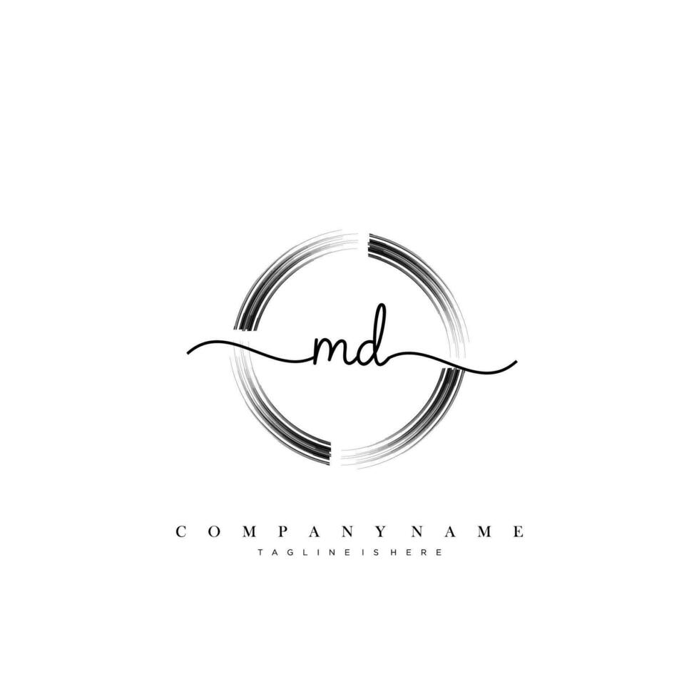 MD Initial Letter handwriting logo hand drawn template vector art, logo for beauty, cosmetics, wedding, fashion and business