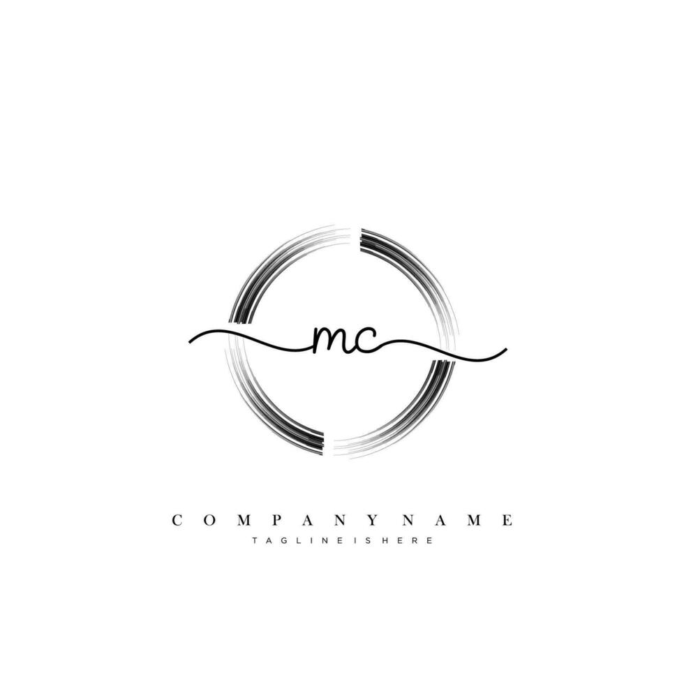 MC Initial Letter handwriting logo hand drawn template vector art, logo for beauty, cosmetics, wedding, fashion and business