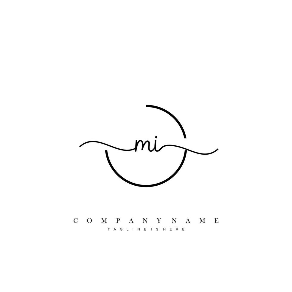 MI Initial Letter handwriting logo hand drawn template vector art, logo for beauty, cosmetics, wedding, fashion and business