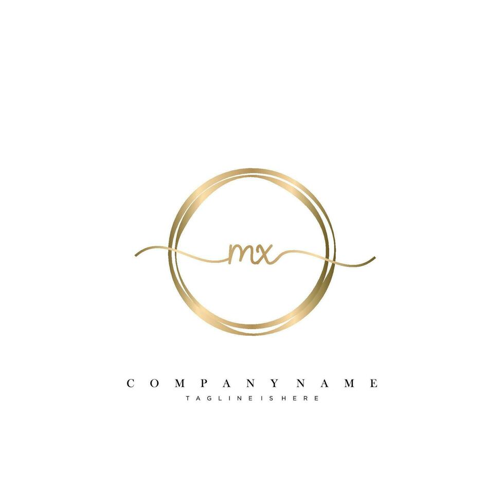 MX Initial Letter handwriting logo hand drawn template vector art, logo for beauty, cosmetics, wedding, fashion and business