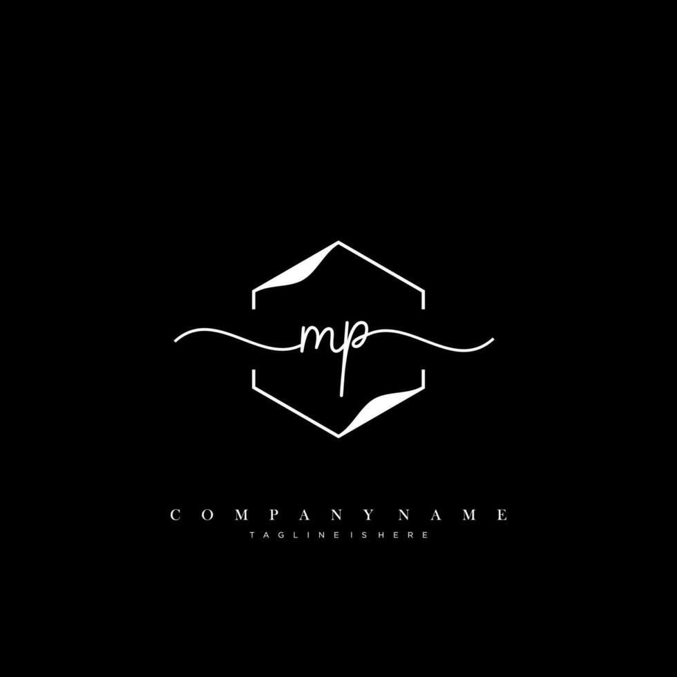 mp inicial letra escritura logo mano dibujado modelo vector arte, logo para belleza, productos cosméticos, boda, Moda y negocio