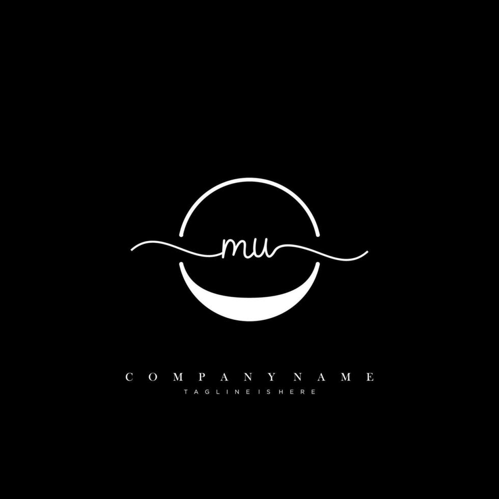 MU Initial Letter handwriting logo hand drawn template vector art, logo for beauty, cosmetics, wedding, fashion and business