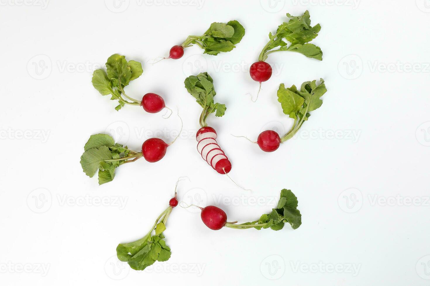 Small red radish on white background photo