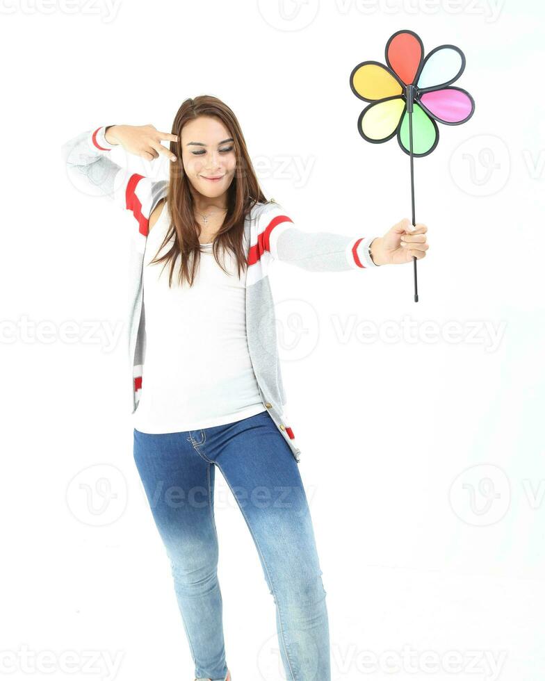 Yong south east Asian middle eastern Caucasian youth man woman in casual dress walk talk fun sit at table book notebook pen laptop computer study think read on white background photo