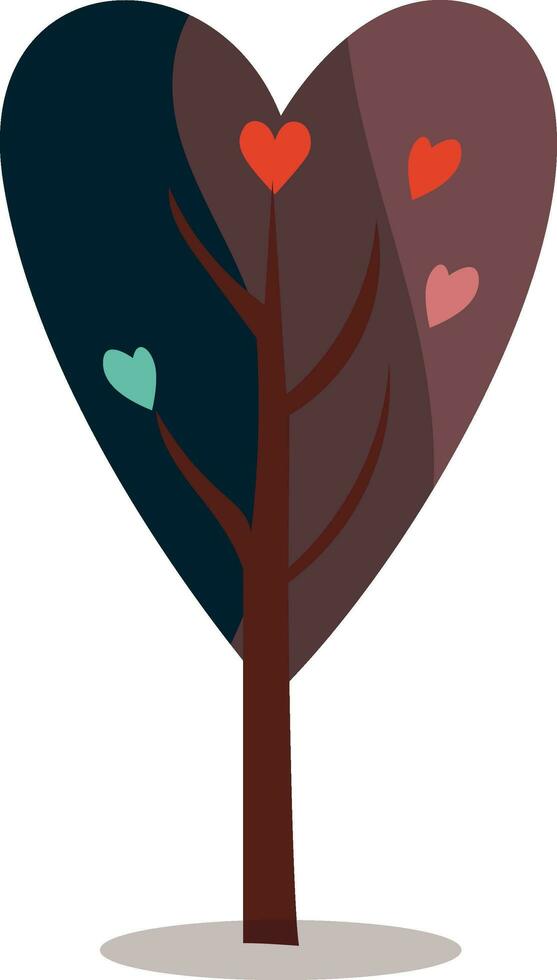 corazón forma árbol icono en plano estilo. vector