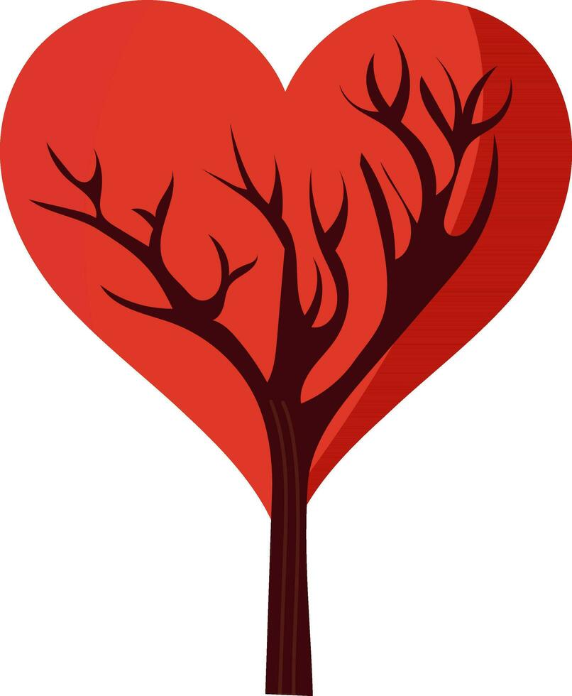 aislado corazón forma árbol icono en rojo color. vector