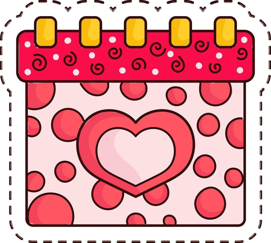 Sticker Style Calendar Element In Red And Yellow Color. vector