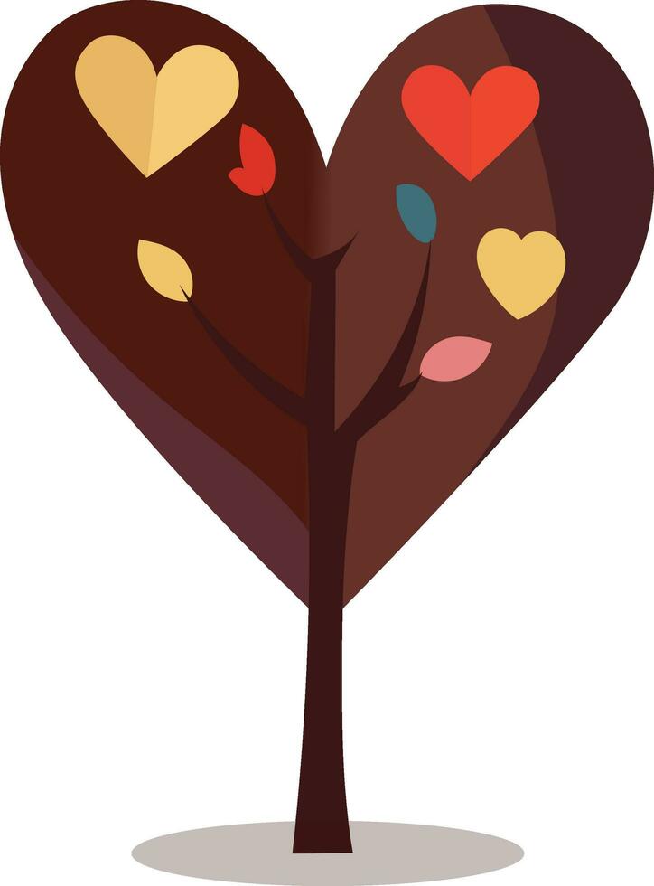 Isolated Heart Shape Tree Icon On Love Concept. vector