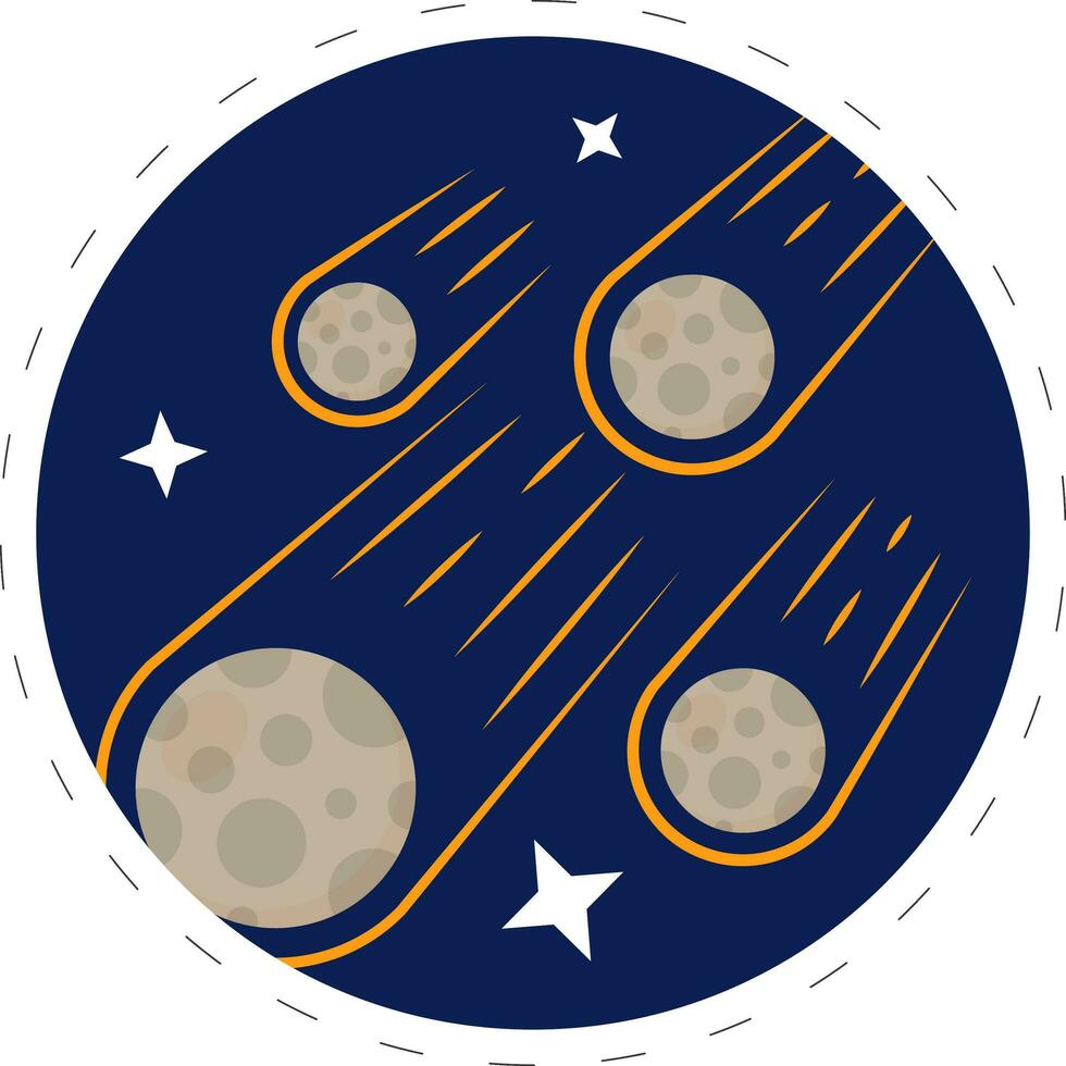 Illustration Of Shooting Fire Balls With Stars Blue Circle Background. vector