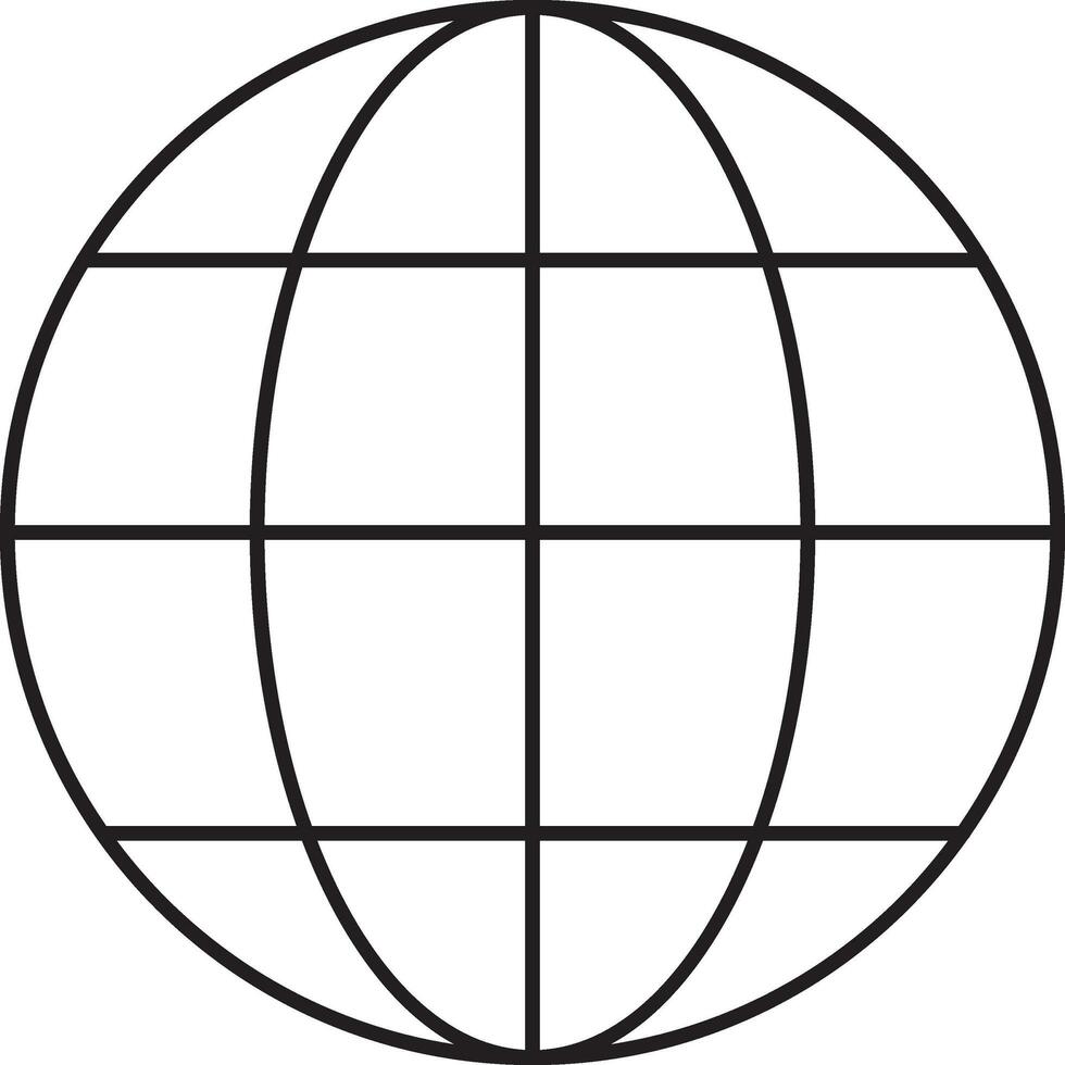 Isolated Globe Or Browser Icon In Black Outline. vector