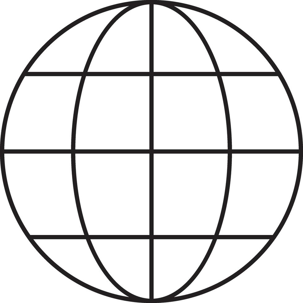 Isolated Globe Or Browser Icon In Black Outline. vector