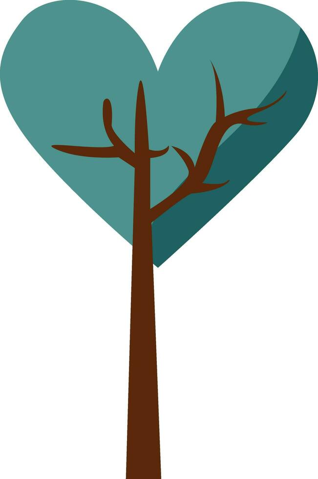 Isolated Heart Shape Tree Icon In Flat Style. vector