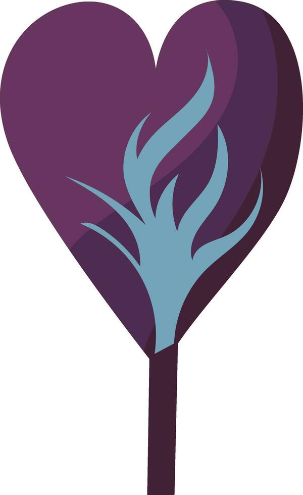 Isolated Heart Shape Tree Icon In Blue And Purple Color. vector