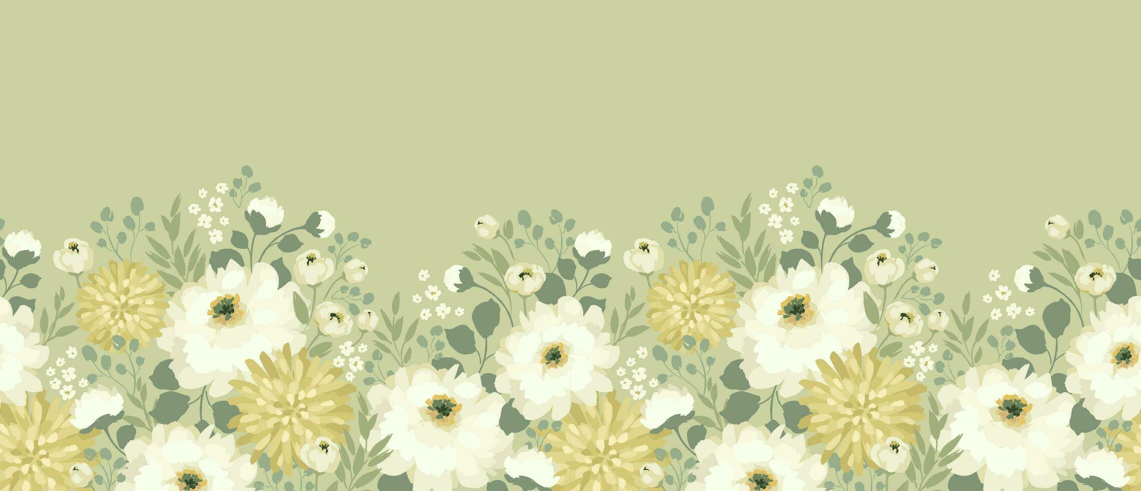 borde floral sin costuras. diseño vectorial para papel, cubierta, tela, decoración interior y otros usos vector