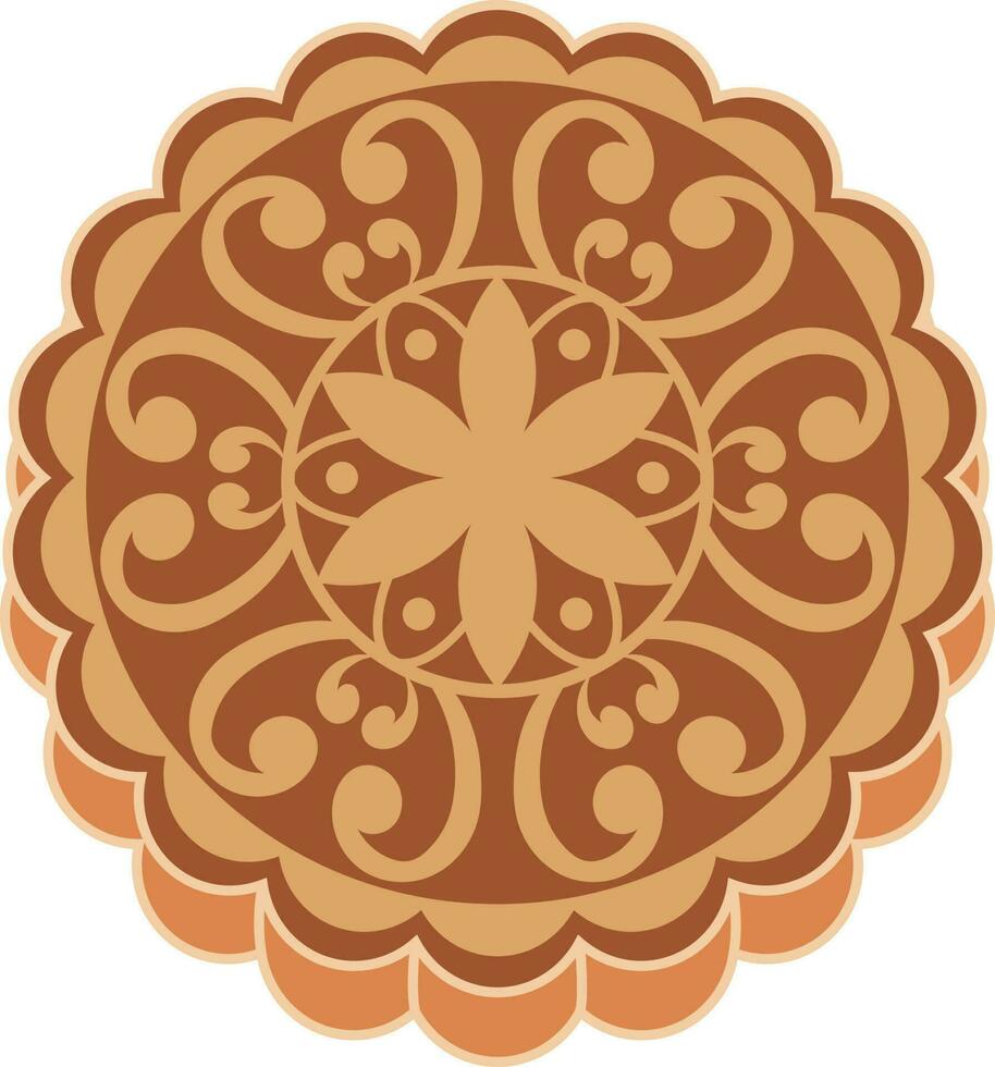 Moon Cake Traditional Dessert Illustration Icon vector