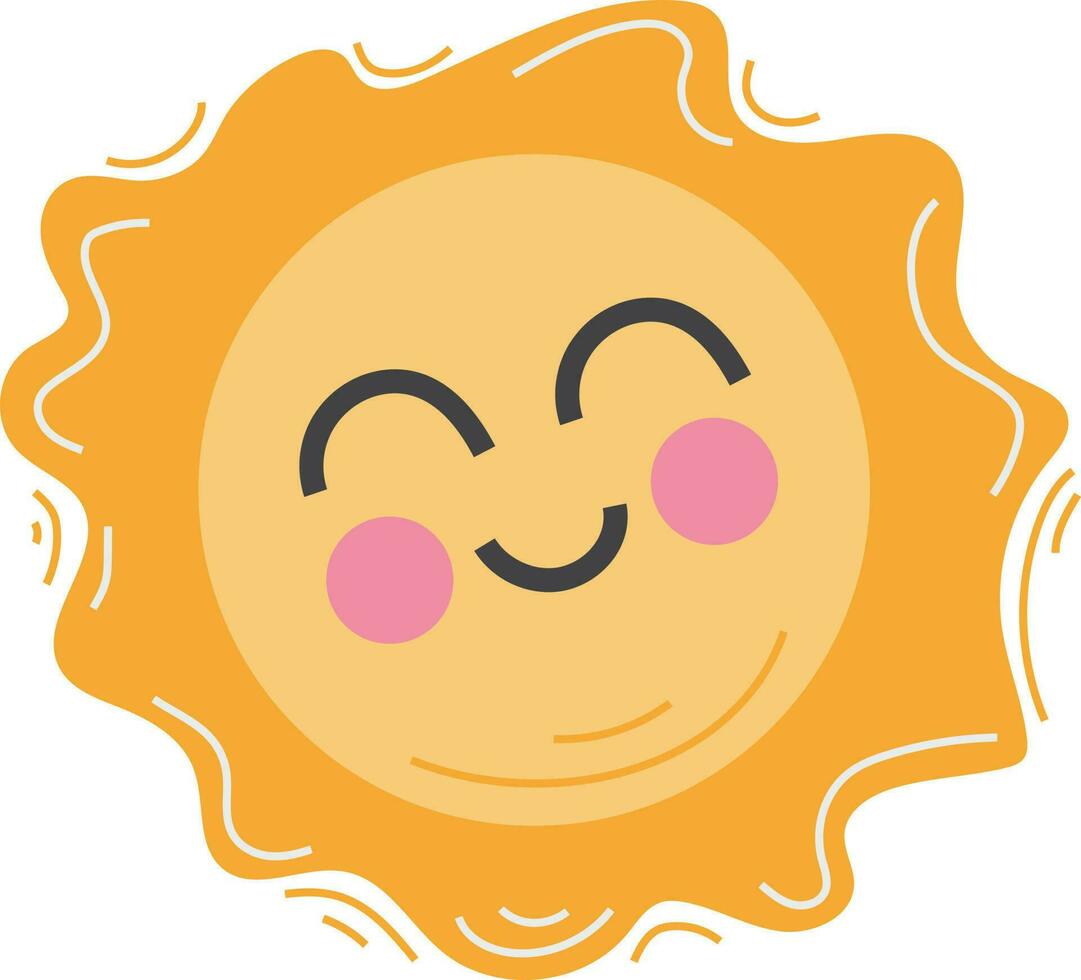 Happy Hot Summer Sun Drawn Art Doodle Character illustration vector