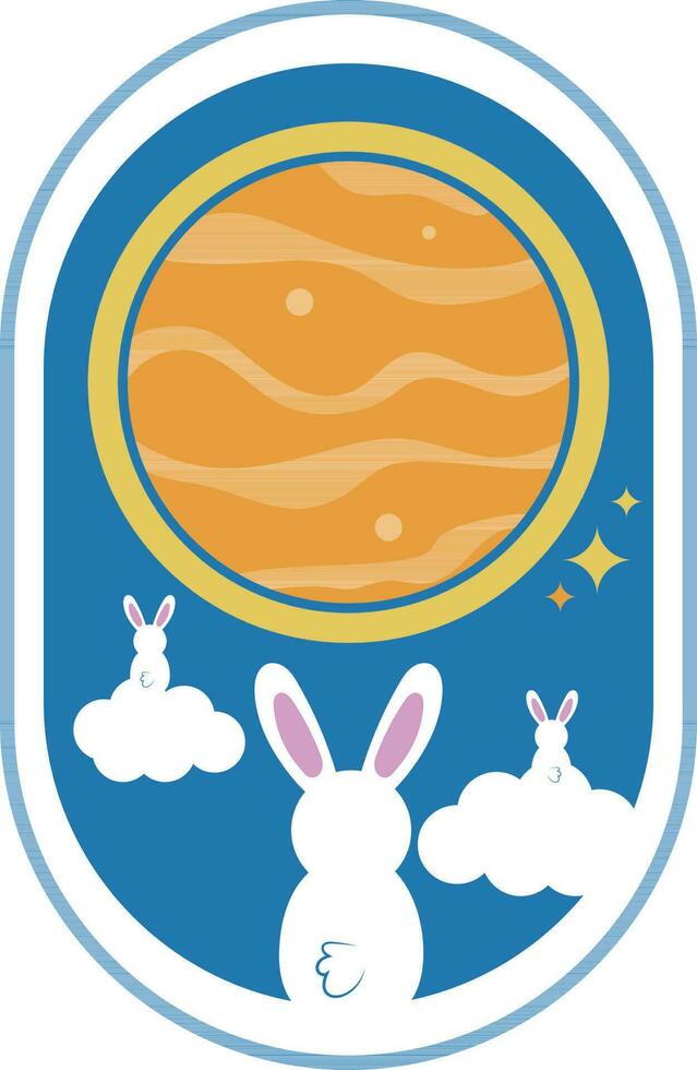 Rabbit Happy Mid Autumn Festival Full Moon Illustration Graphic Element Card vector