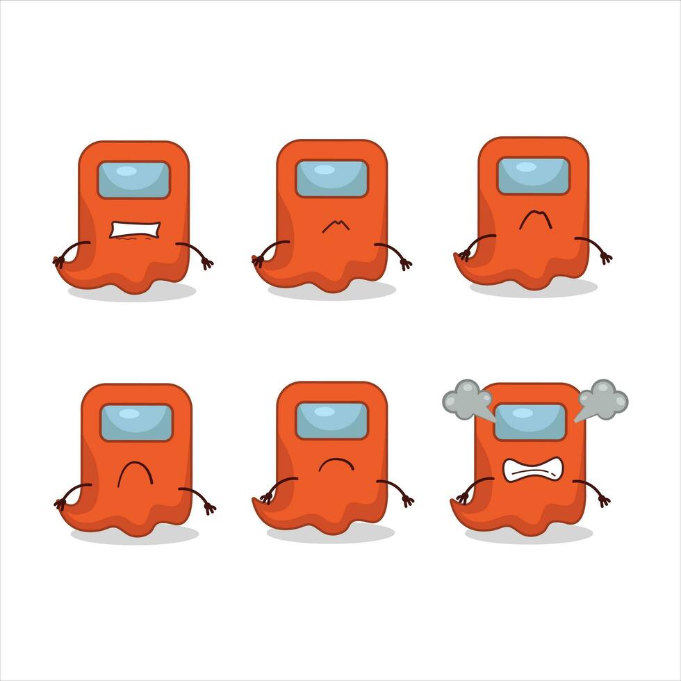 Ghost among us orange cartoon character with various angry expressions vector