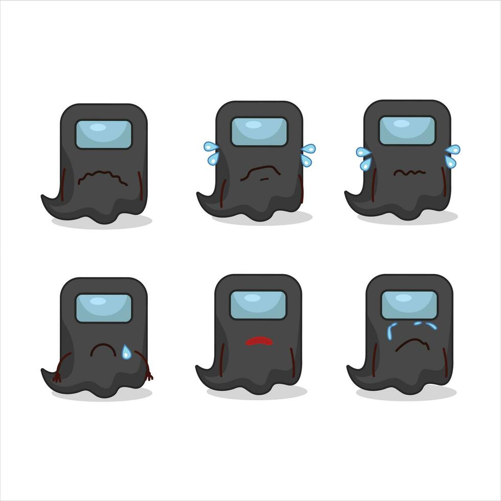 Ghost among us black cartoon character with sad expression vector