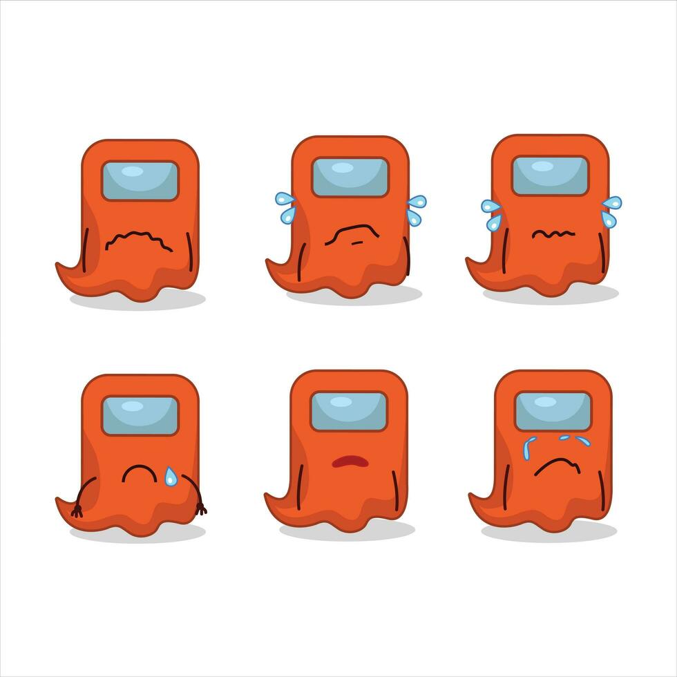 Ghost among us orange cartoon character with sad expression vector