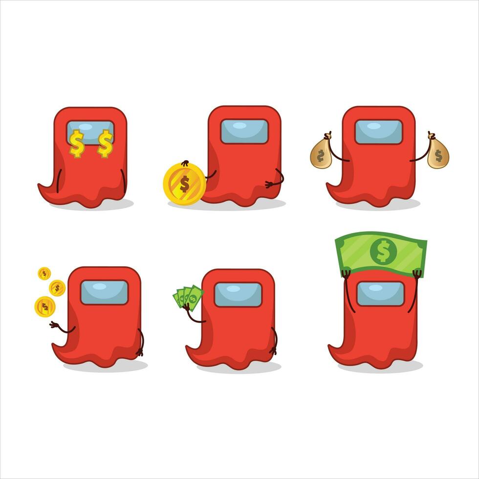 Ghost among us red cartoon character with cute emoticon bring money vector