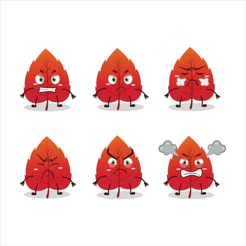 Red dried leaves cartoon character with various angry expressions vector